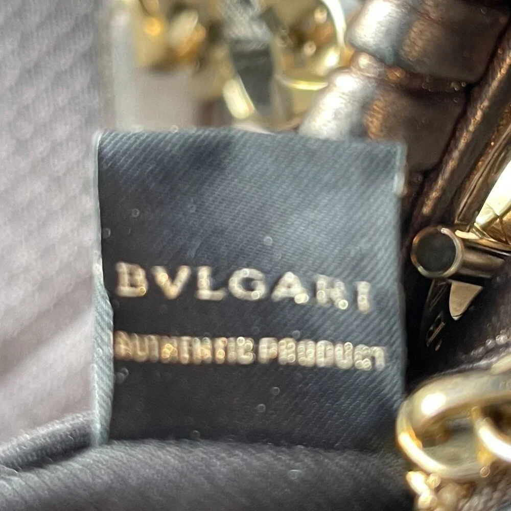 Bvlgari Gunmetal Monte Plisse Leather Shopper Tote - Preowned